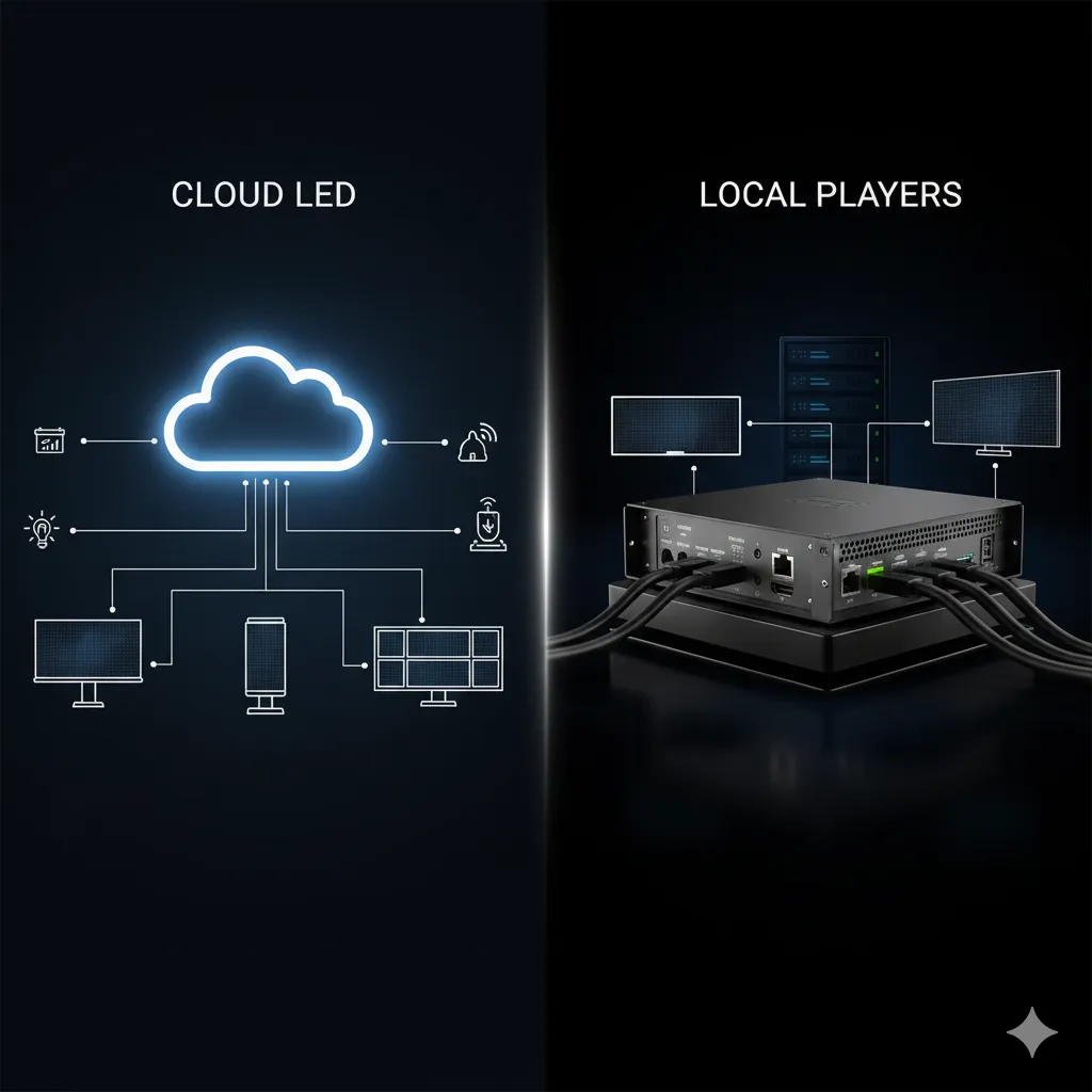 Cloud LED vs players locaux : avantages et risques