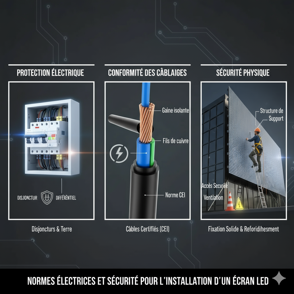Normes électriques et sécurité pour l’installation d’un écran LED