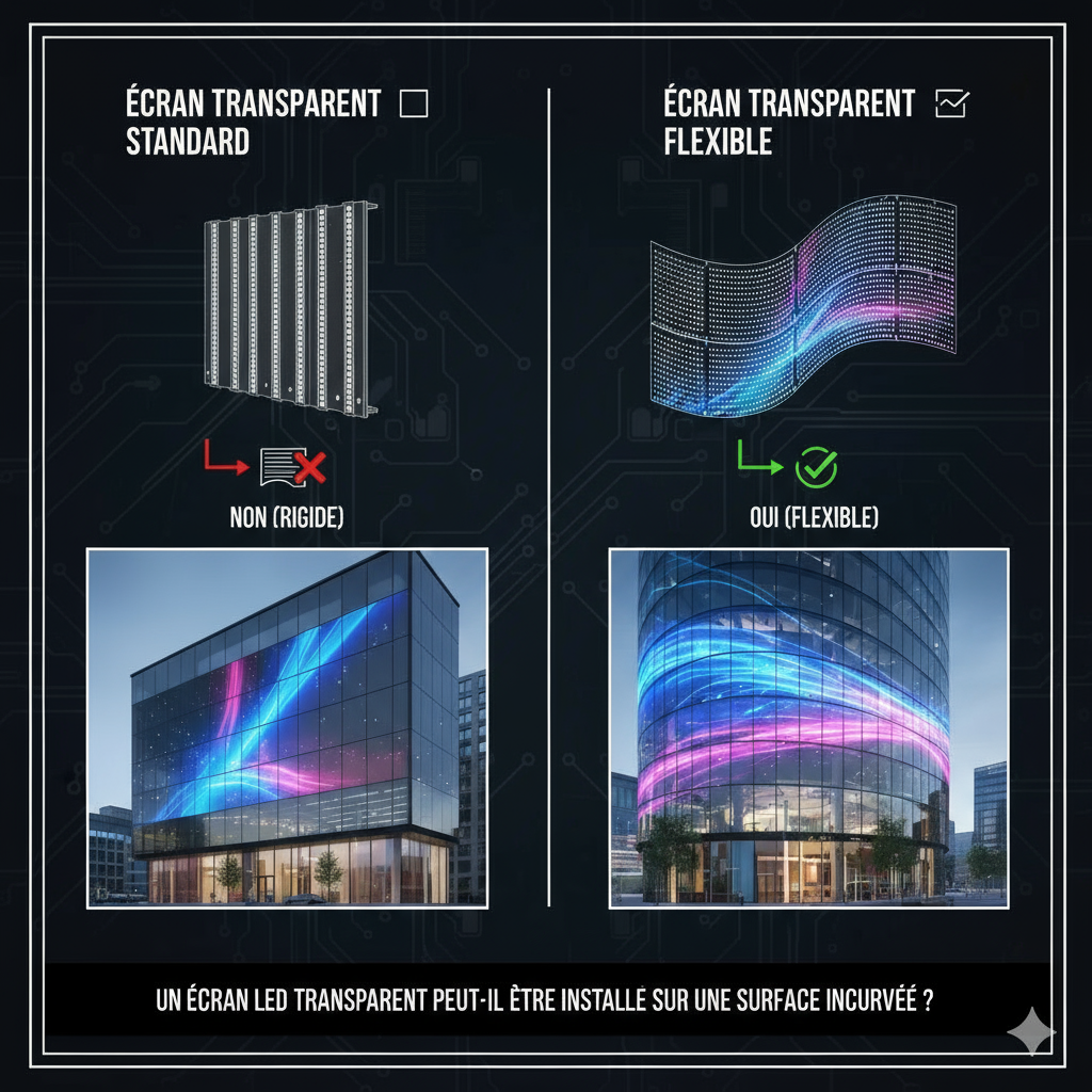 Un écran LED transparent peut-il être installé sur une surface incurvée ?